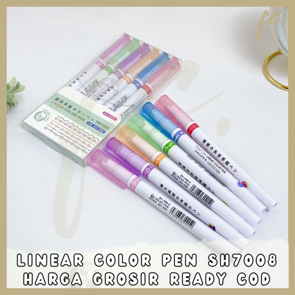 

1 Set isi 6 Pcs Roller Linear Color Pen / Pulpen Garis Linier Roll SH-7008 Pastel Color Stempel Warna Warni Deco Journal Jurnal DIY Kit Alat Tulis Art Craft Ready Grosir COD