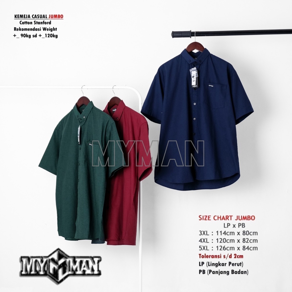 MY MAN Original Kemeja Polos lengan pendek jumbo kemeja pria warna hitam big size art seri MY221