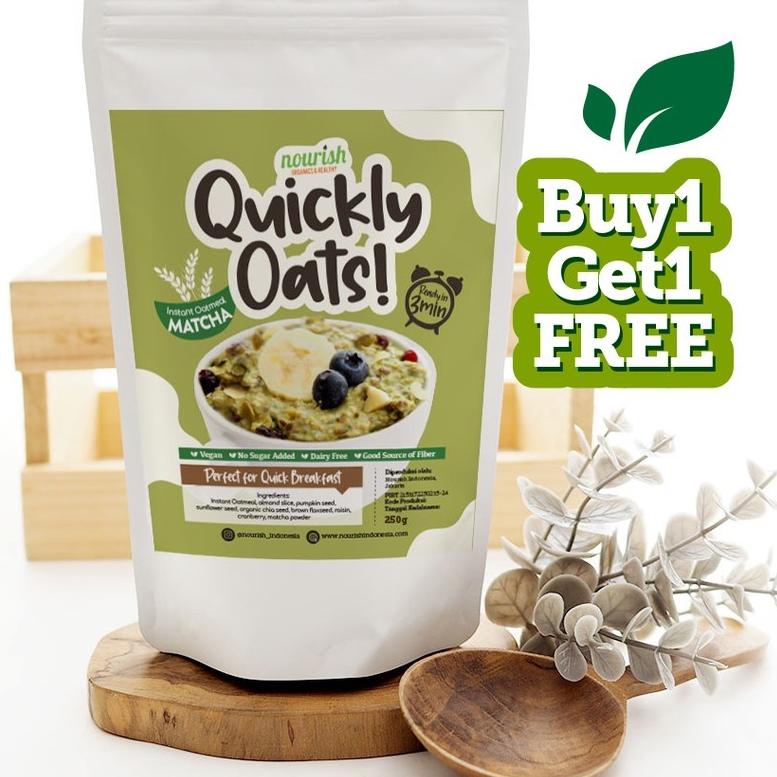 

Pro Hemat--Quickly Oats! Instant Oatmeal Matcha Buy 1 Get 1 Free (250gr x 2pc)