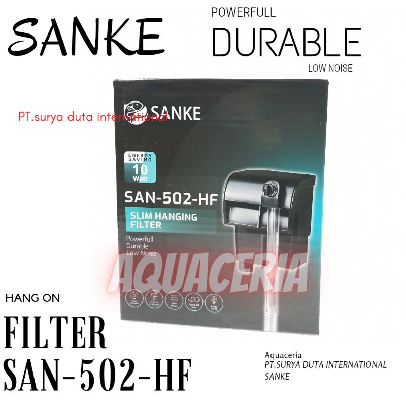 Filter Gantu Aquarium 40-60Cm SANKE SAN-502-HF Hang on Filter+Skimer Aquarium 500L/H 10Watt