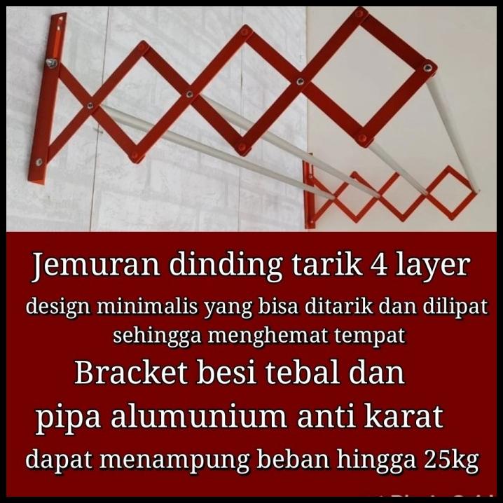 Jemuran Tarik / Jemuran Dinding Lipat Alumunium 120Cm