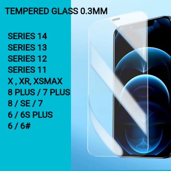 Tempered Glass iPhone 14 Promax 14 Max / Plus 13 Promax 12 Pro Mini 11 8 Plus SE 7 6 5 Anti Gores Screen Protector Bening Clear 0,3mm