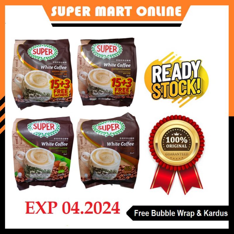 

SUPER WHITE COFFEE ORIGINAL MALAYSIA | KOPI NIKMAT DAN LEZAT | VARIAN RASA HAZELNUT/BROWN SUGAR/CLASSIC/COFFEE AND CREAMER