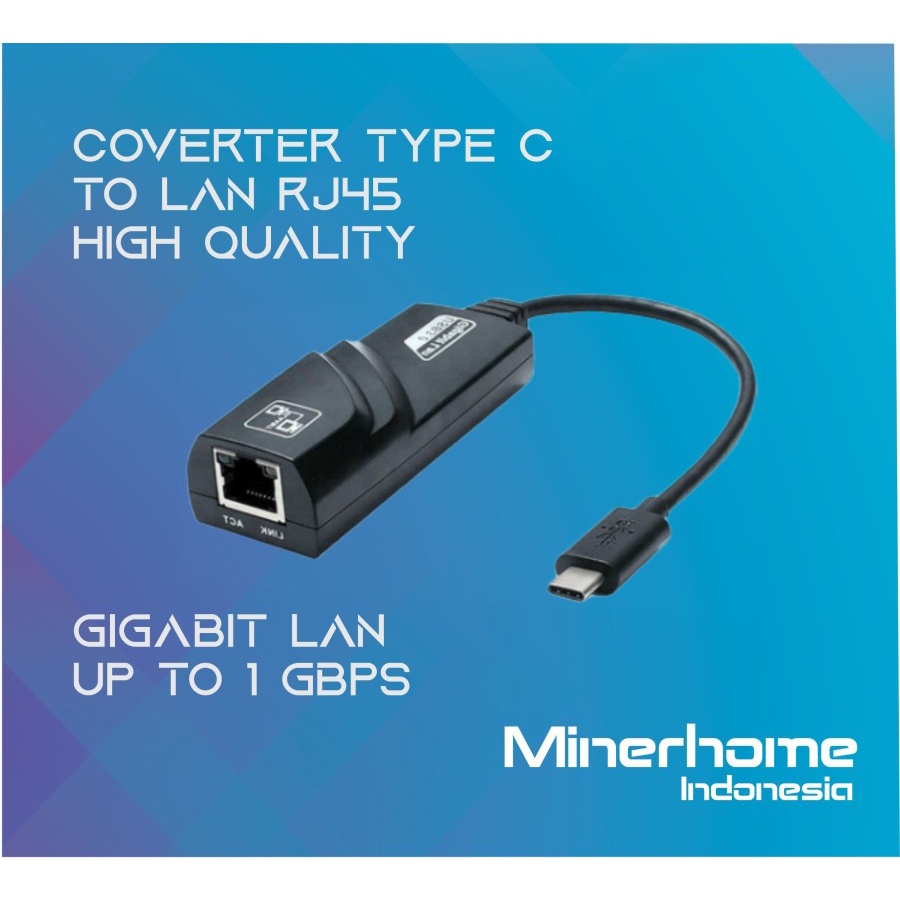 Type C To LAN Ethernet Gigabit Adapter Up To 1 Gbps