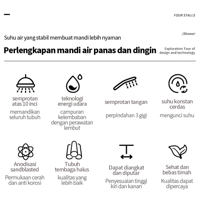 Shower Kamar Mandi Termostatis 4 Dalam 1 Set Dengan Sprayer Faucet Sprayer / Black Gold Kamar Mandi Shower