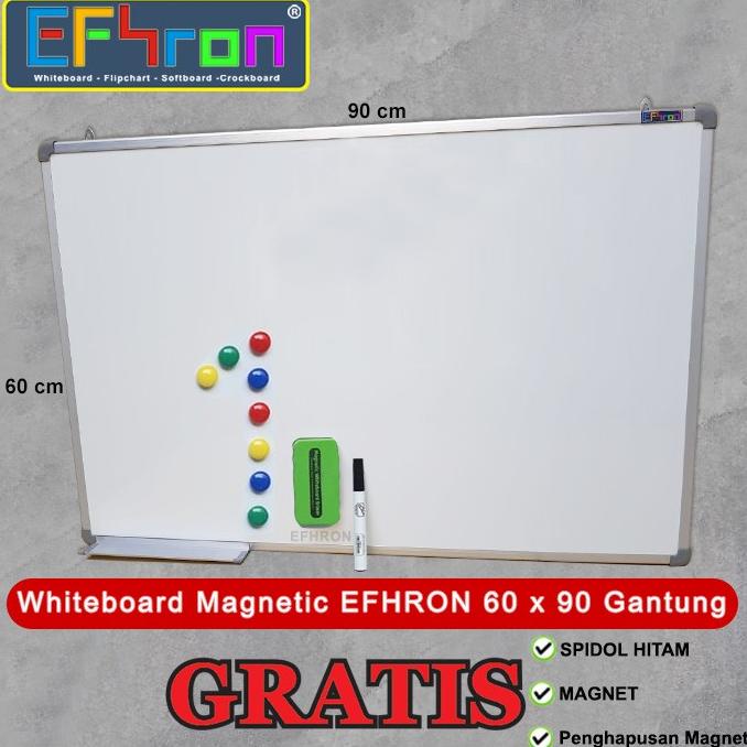 

(COD) Whiteboard Magnetic EFHRON 60 x 90 cm Gantung Spdl HTM, Magnet, HPSN PRODUK TERBATAS Kode 372