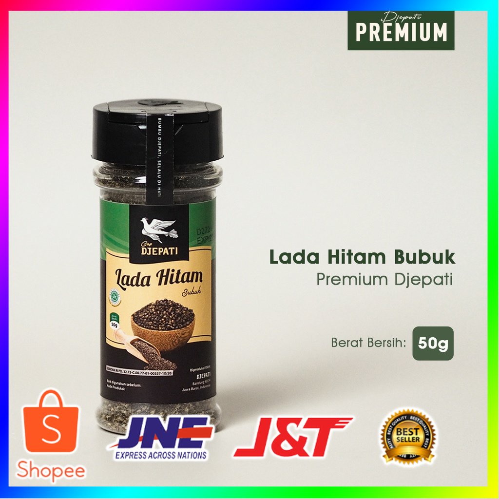 

Cap Djepati Lada Hitam Bubuk Botol Premium 50 Gr