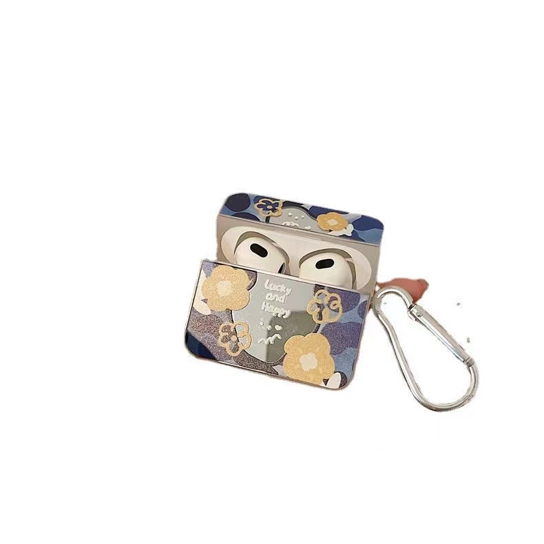 Casing Silikon Motif Bunga Aksen Cermin Untuk Simpan Earphone Wireless Bluetooth Apple airpods 3 / 2 / 1 / Pro / 2