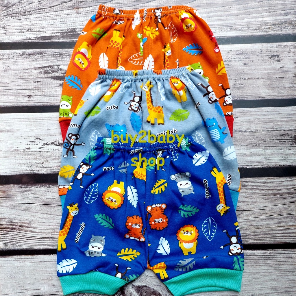 Celana pendek bayi Cico Miko Happy Jungle Series 0-6 Bulan 3 PCS