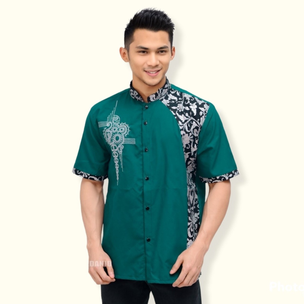 NEW BAJU KOKO BATIK EMAS LENGAN PENDEK BUSANA MUSLIM SERAGAM HADROH HILWA AZAHIR ALKHALIS 12.12