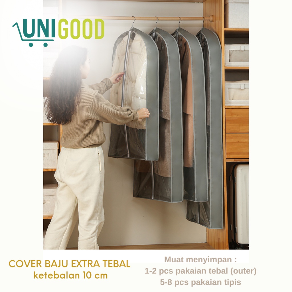 UNIGOOD - Cover Baju Tebal Premium Sarung Baju Anti Debu Waterproof