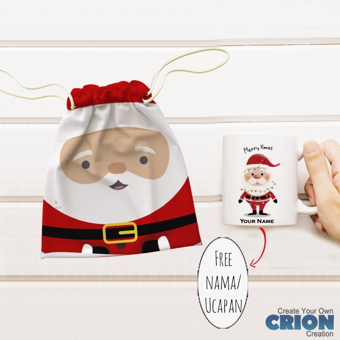 

[COD] Mug Hampers Natal Pouch serut santa elf snowman reindeer face by crion - Santa