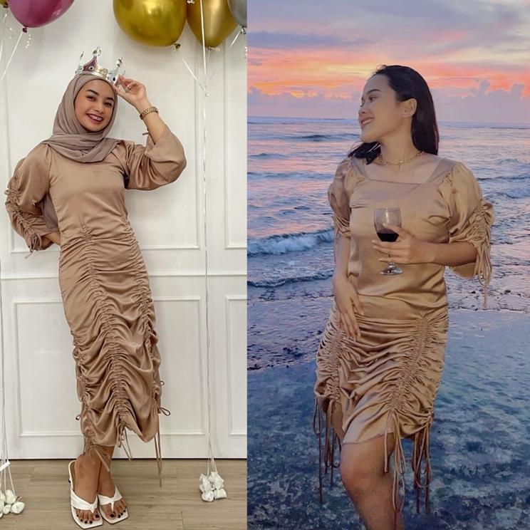 Harga Termurah Glamour Dress / Prom Dress / Birthday Dress / New year Dress / Satin Dress / Dress pa