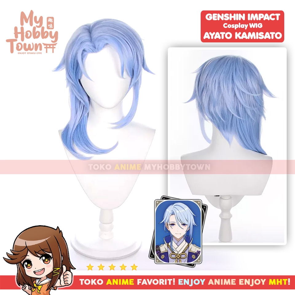 Wig Cosplay Anime Game Genshin Impact Kamisato Ayato Rambut Palsu