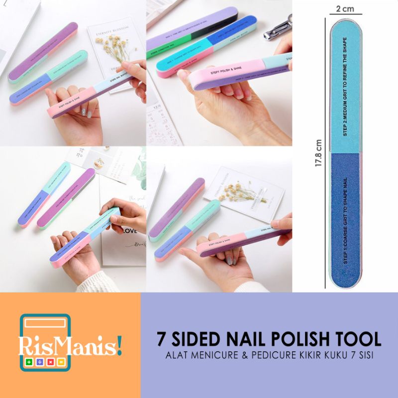 7 SIDED NAIL POLISH TOOL - Alat Kikir Kuku 7 in 1 Manicure Pedicure 7 Sisi Stik Amplas Pengkilap Penghalus Manikur Pedikur Salon Spa Kecantikan