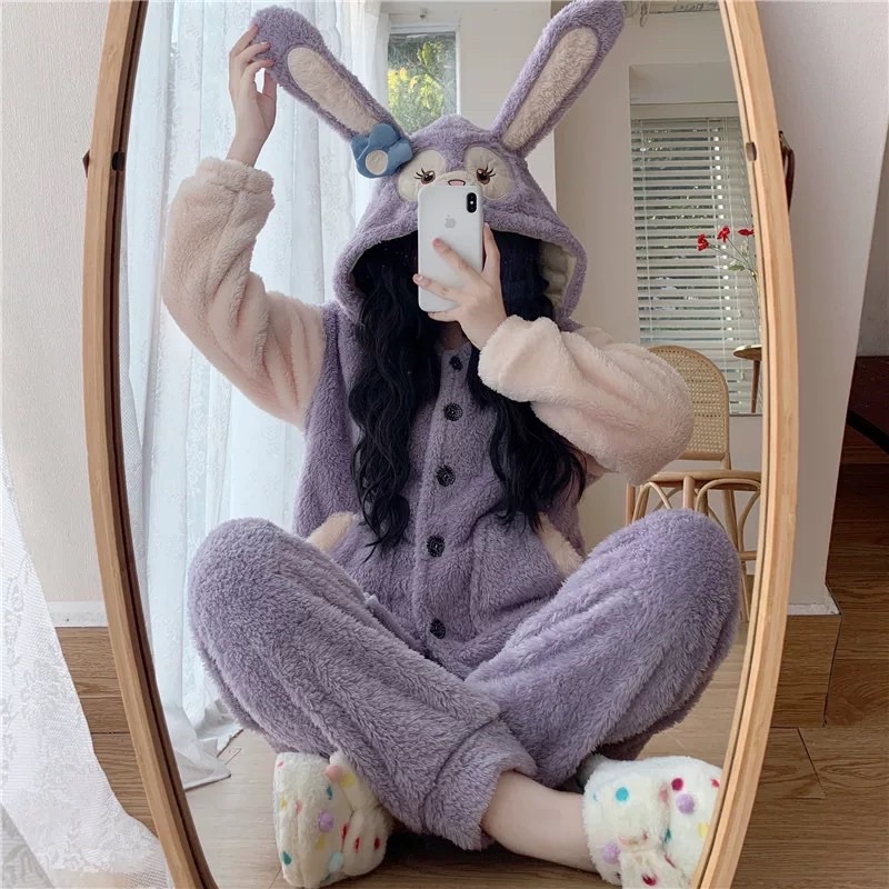 [ready stock] stella bunny pajamas | onesie piyama pajama baju tidur set korea import