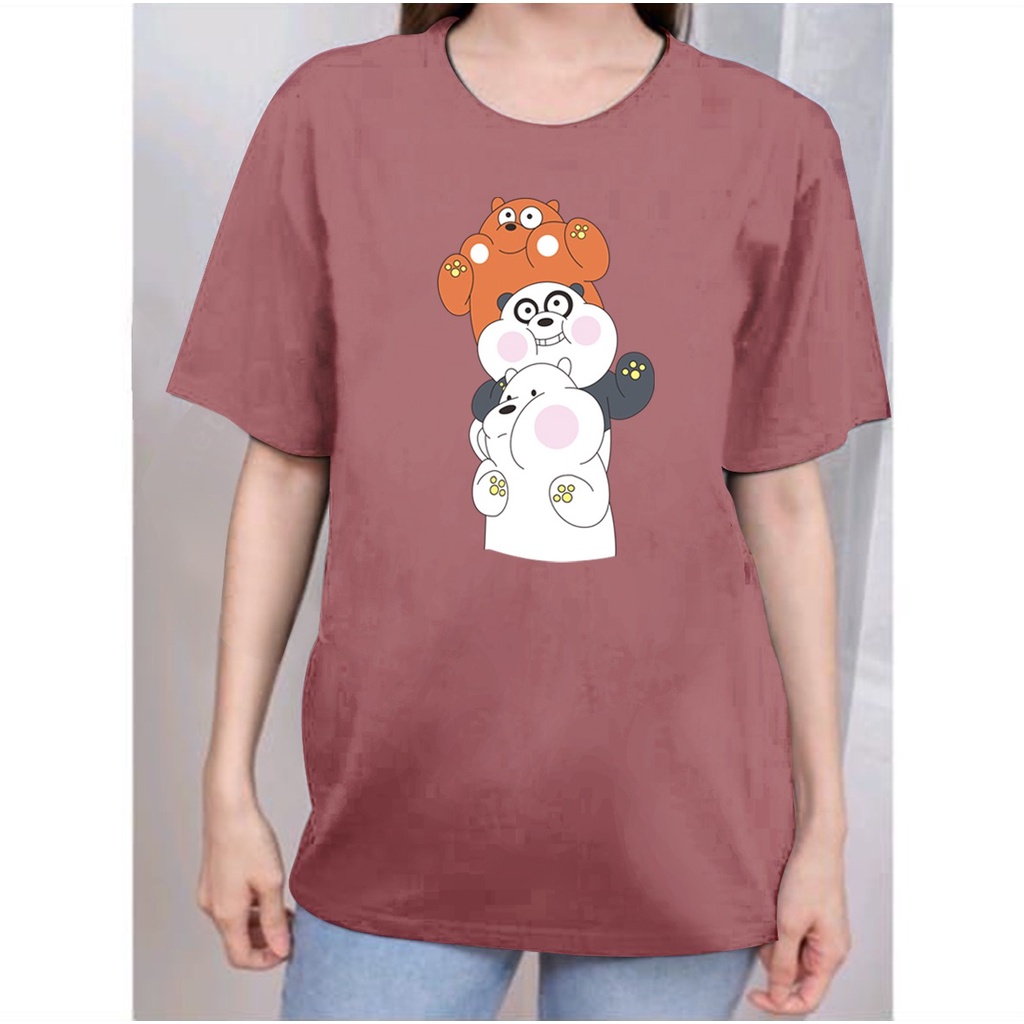 KAOS WANITA OVERSIZE 3 BEAR FRENDS ATASAN KAOS WANITA LUCU IMUT KEREN THISRT WANITA BAJU WANITA LUCU IMUT KEREN GAMBAR KARTUN CUTE