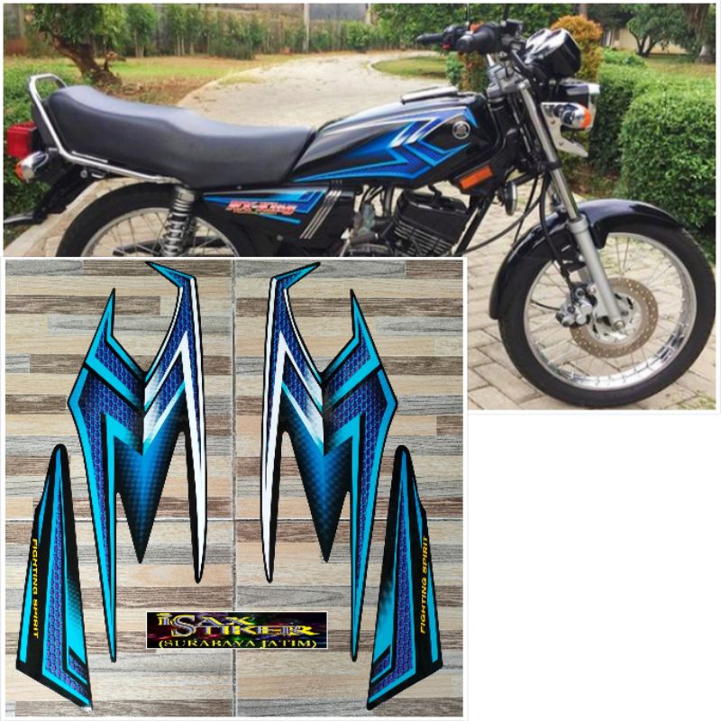 striping original Yamaha RX KING hitam biru tahun 2004