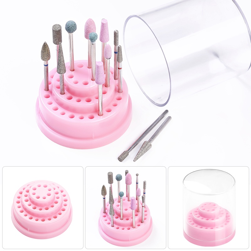 Nail Art Mata Bor Kotak Penyimpanan Wadah Manicure Milling Cutter Stand Wadah Display Aksesoris Alat Kuku