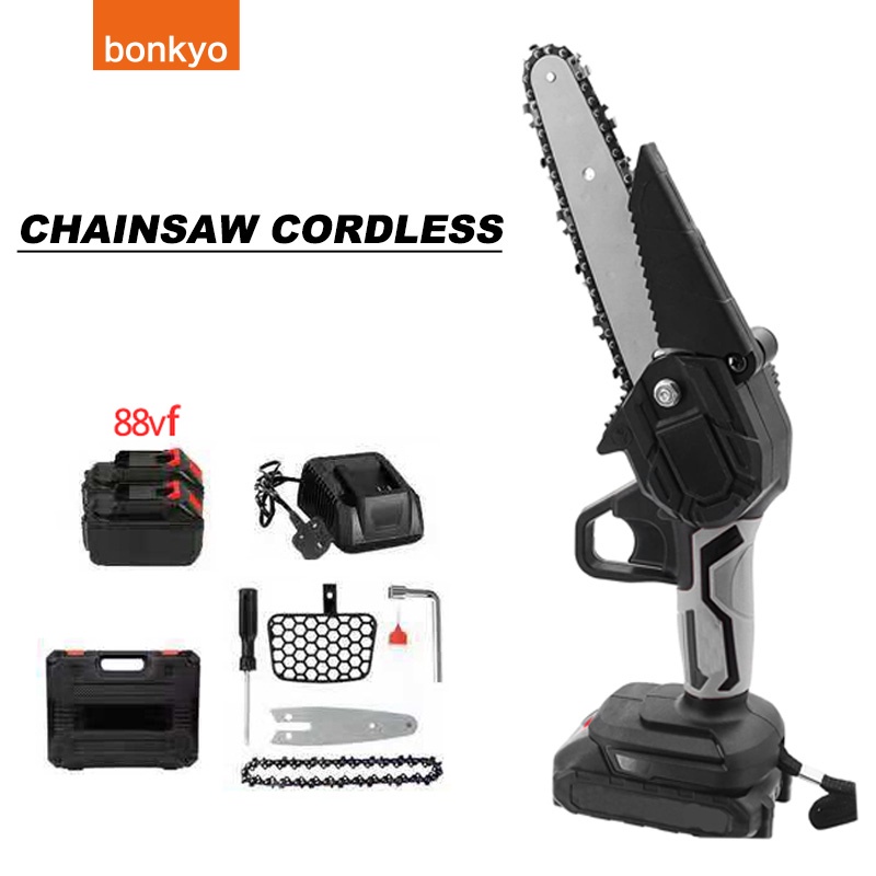 bonkyo Chainsaw Gergaji Rantai 88VF Gergaji Elektrik Mini chainsaw cordless Portable Genggam Lithium Charger