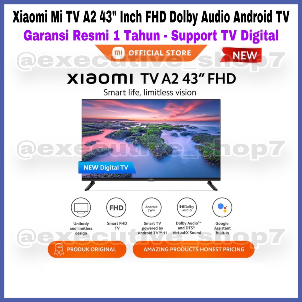 Mi TV A2 43&quot; Inch FHD Dolby Audio Android TV Garansi Resmi 1 Tahun - Support TV Digital