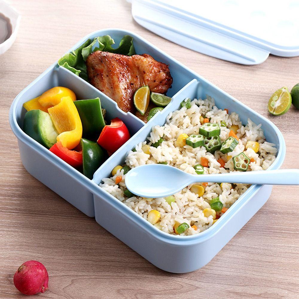 Top Lunch Box Portable Rectangle Grid 3susun Wadah Makanan Gird