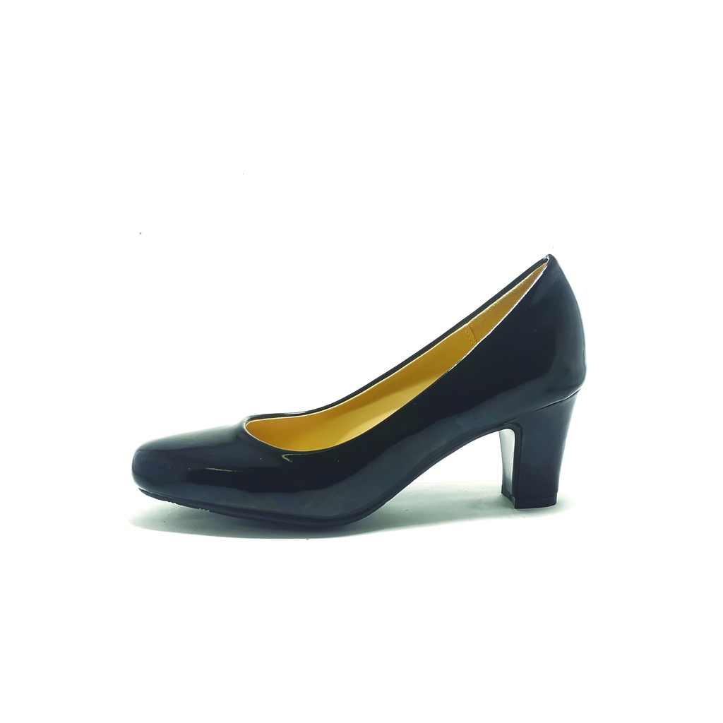 Workswell Sepatu kerja Wanita Medium Heels 6cm Kode 870 Hitam Glosy