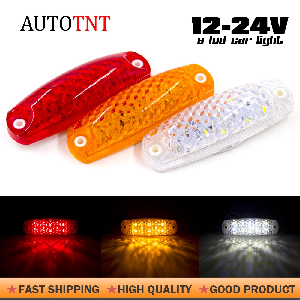 1 Pc Lampu 8 LED 12V 24V Bentuk Oval Tahan Air Untuk Truk Trailer Lorry Caravan Bus