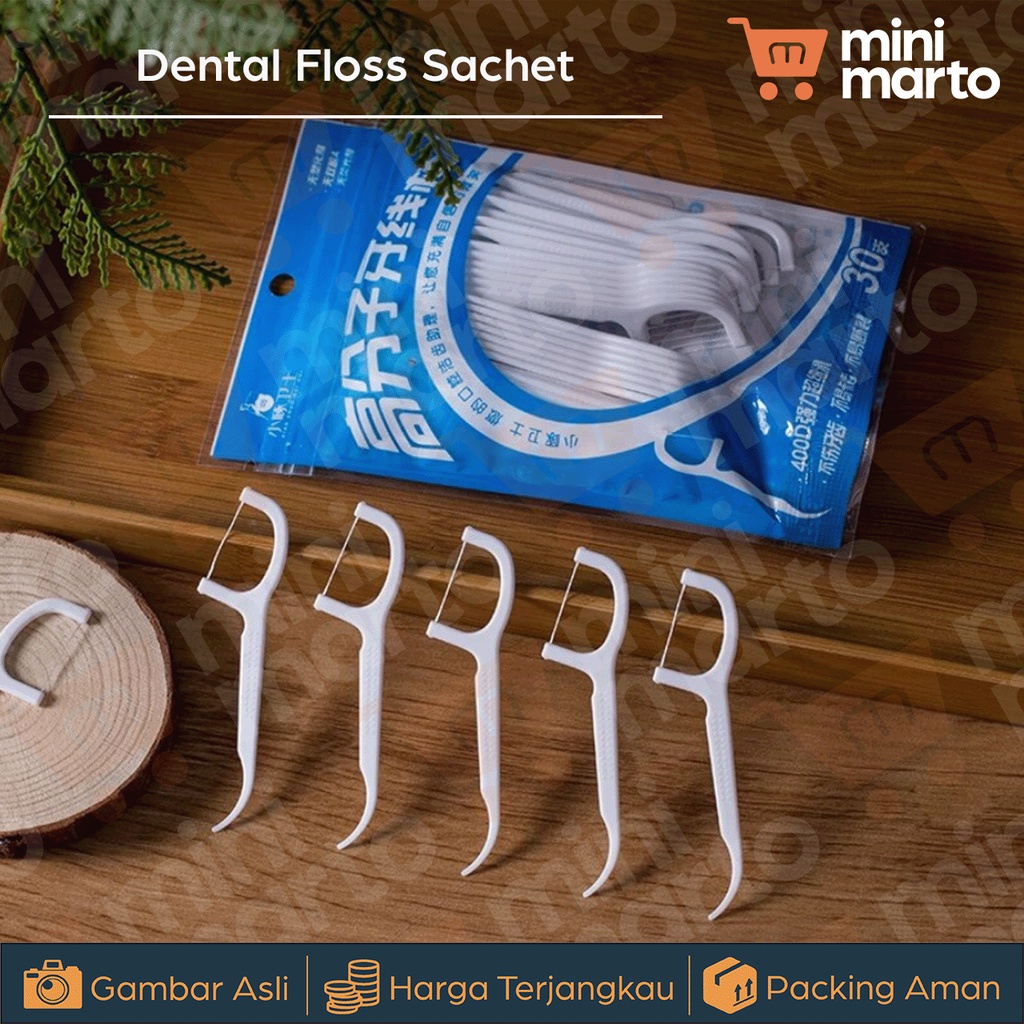 Dental Floss 30 Pcs / Benang dan Tusuk Gigi Pembersih Sela Gigi - Minimarto