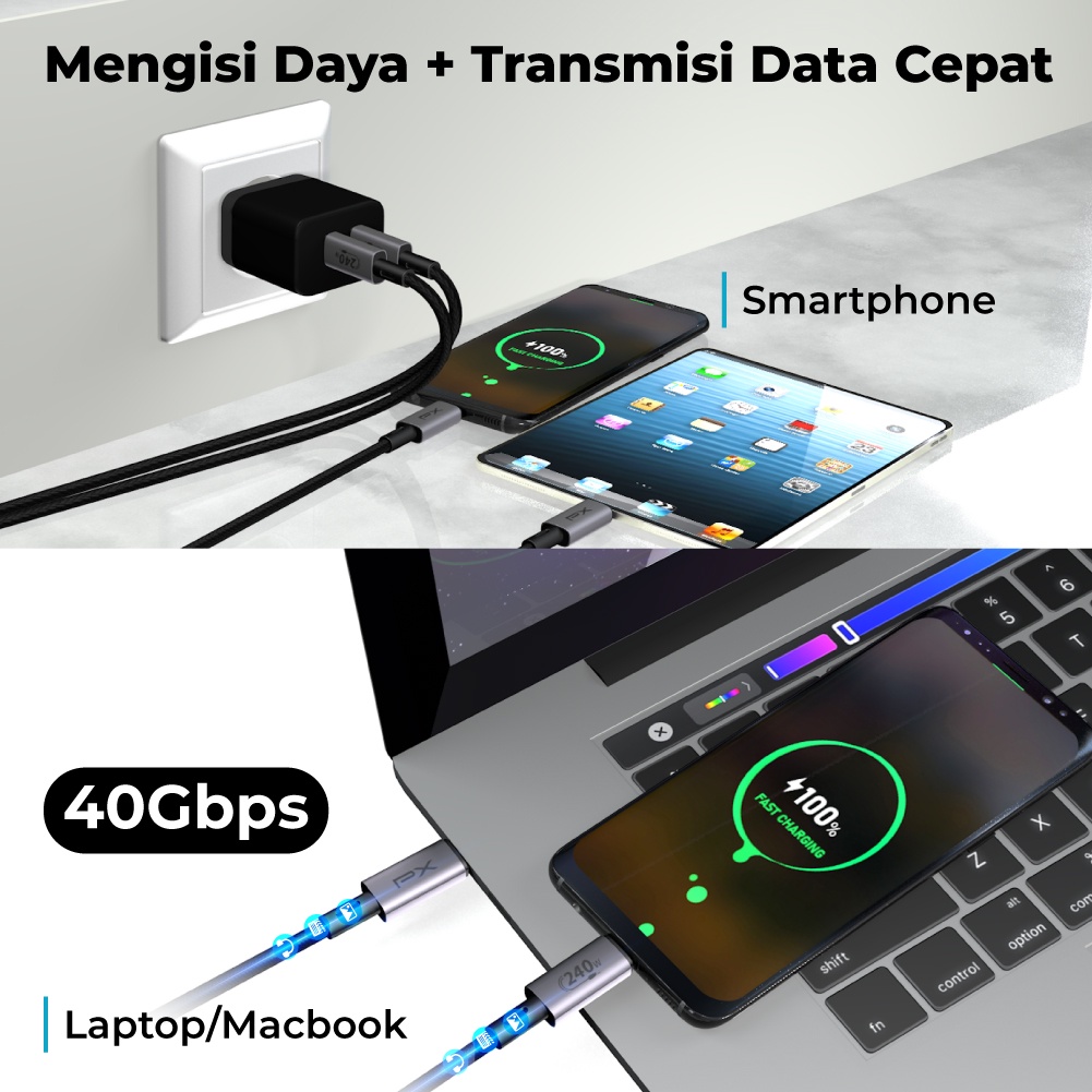 Kabel Charger Fast Charging USB C 8K Kabel Data 240W 1 PX UCC4-1B