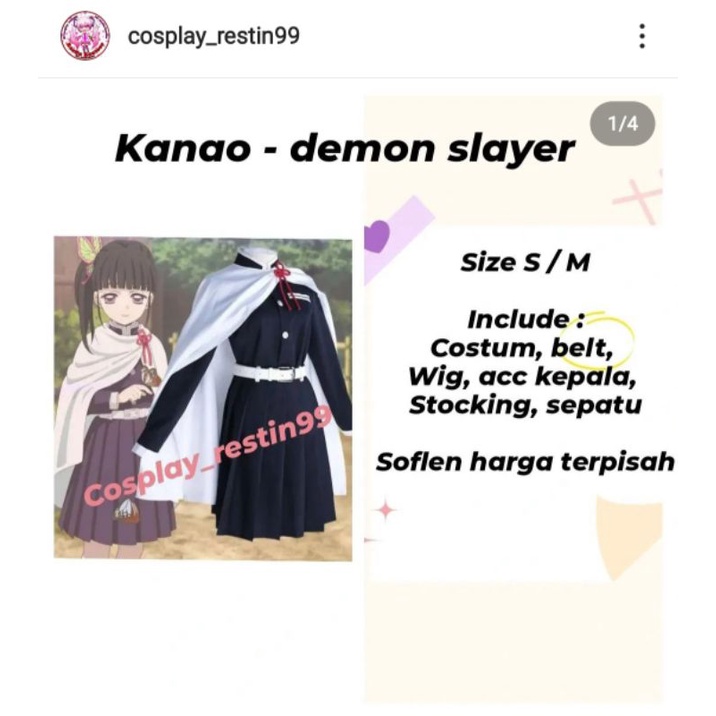 sewa rental kostum cosplay anime kanao demon slayer