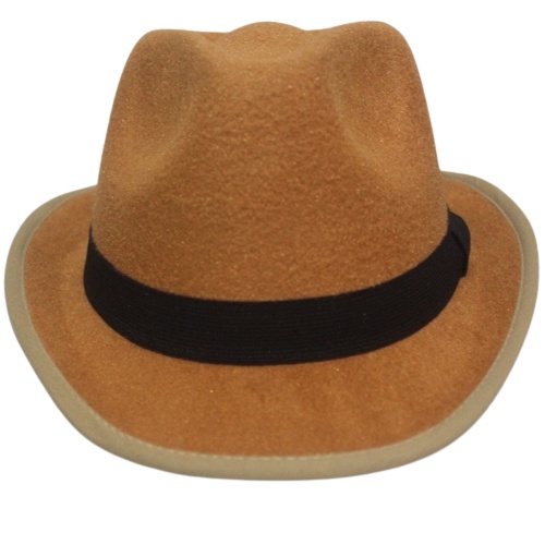Topi Fedora Laken Beludru Warna Caramel Fedora Hat Mustard Dewasa