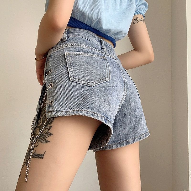 Celana pendek wanita korea hotpants highwaist denim fashion korean style short pants ootd