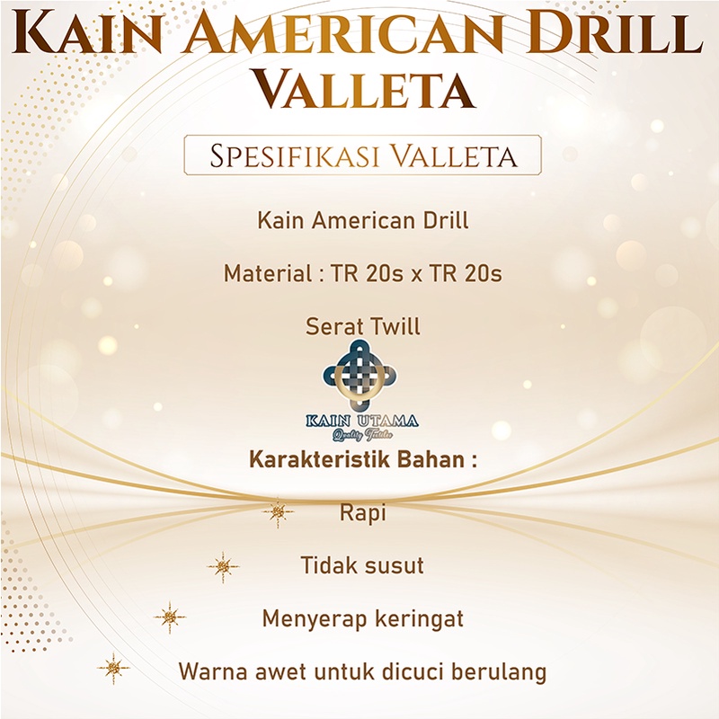 Kain Utama Kain American Drill Kain Bahan Seragam Kerja Kantor Safari Security Satpam Bengkel OB Pramusaji Koki Chef Apron Pabrik OKA Sekolah SD SMP SMA Pramuka Linmas PNS PDL PDH Wearpack Supir Hotel Suster Perawat Meteran Eceran