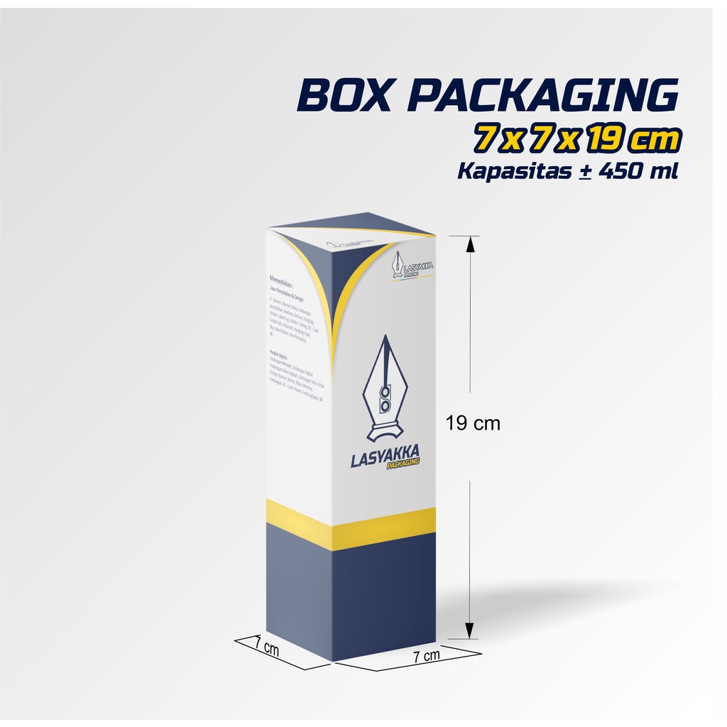box packaging CUSTOM ukuran 7 x 7 x 19 cm / box botol 450 ml custom