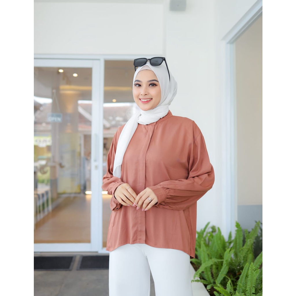 Eliza Kemeja Sanghai Formal Kemeja Sanghai Rayon Twill Premium