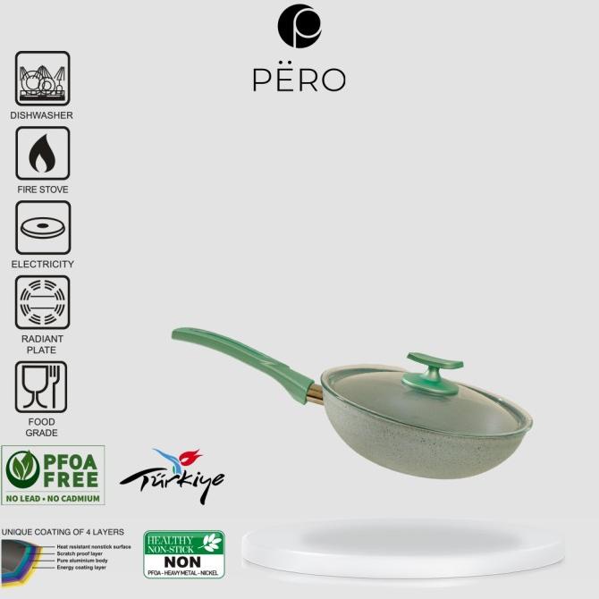 PERO WOK PAN 24CM + GLASS LID