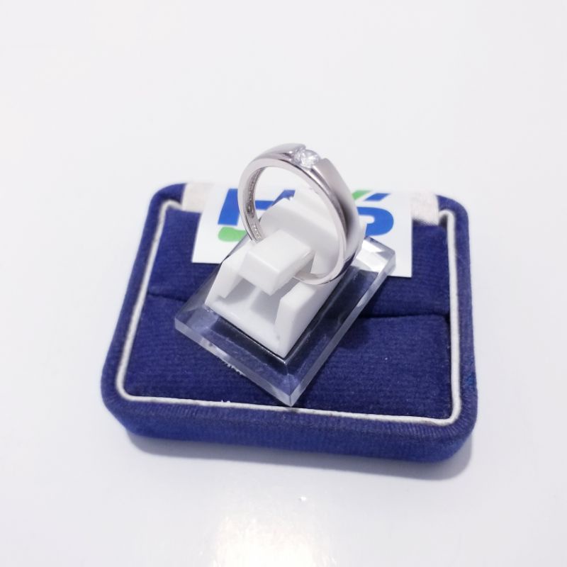 Cincin Model Couple Perak Asli Silver 925 Lapis Emas Putih Ring Doff - Cincin Pria Wanita Anti Karat