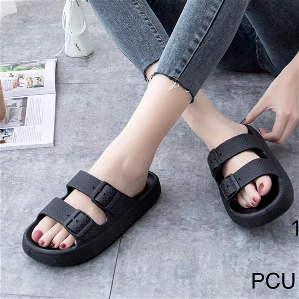 Sandal Slop PCU Jelly Karet Ban 2 Motif Gesper Tebal Sporty Trendy mky 1988-d1 36-41