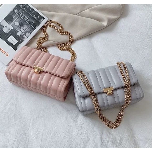 TAS WANITA TAS PESTA KERJA KANTOR KONDANGAN ARISAN TF7655 TALI RANTAI IMPORT FASHION KOREA KULIT CEW