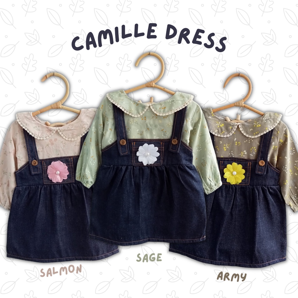 dress anak perempuan baju anak perempaun 1 2 3 tahun CAMILLE dress overall balita cewek dress lengan panjang tunik balita