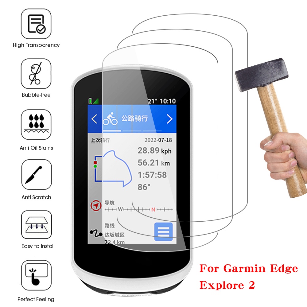 1pc Pelindung Layar Tempered Glass HD Transparan 2.5D 9H Anti Gores / Sidik Jari Untuk Garmin Edge Explore 2