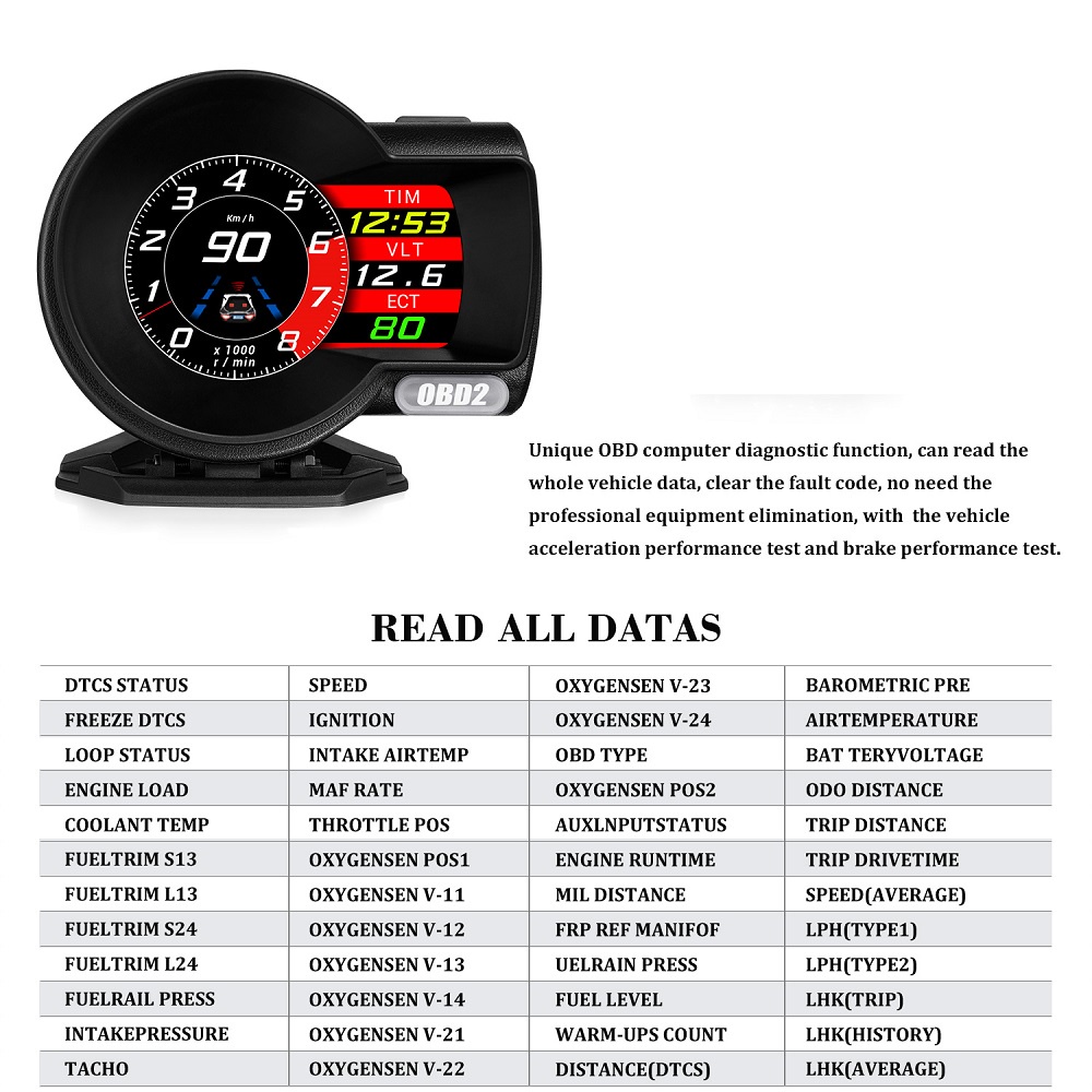 Head Up Digital LCD Display Tachometer Indicator OBD2 F8 OBD II Indikator Speedometer