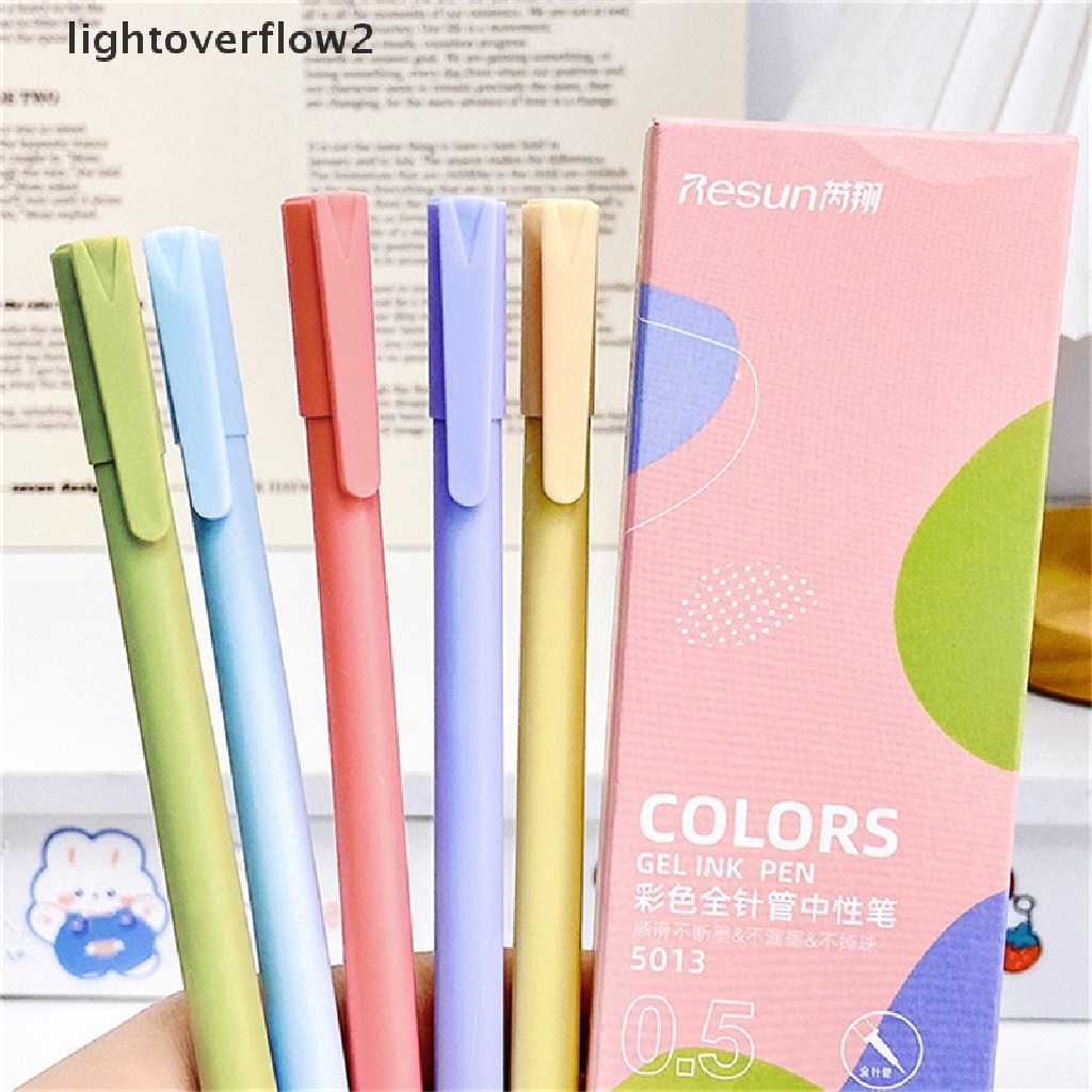 (lightoverflow2) Pulpen Gel 0.5mm 5 Warna Macarons