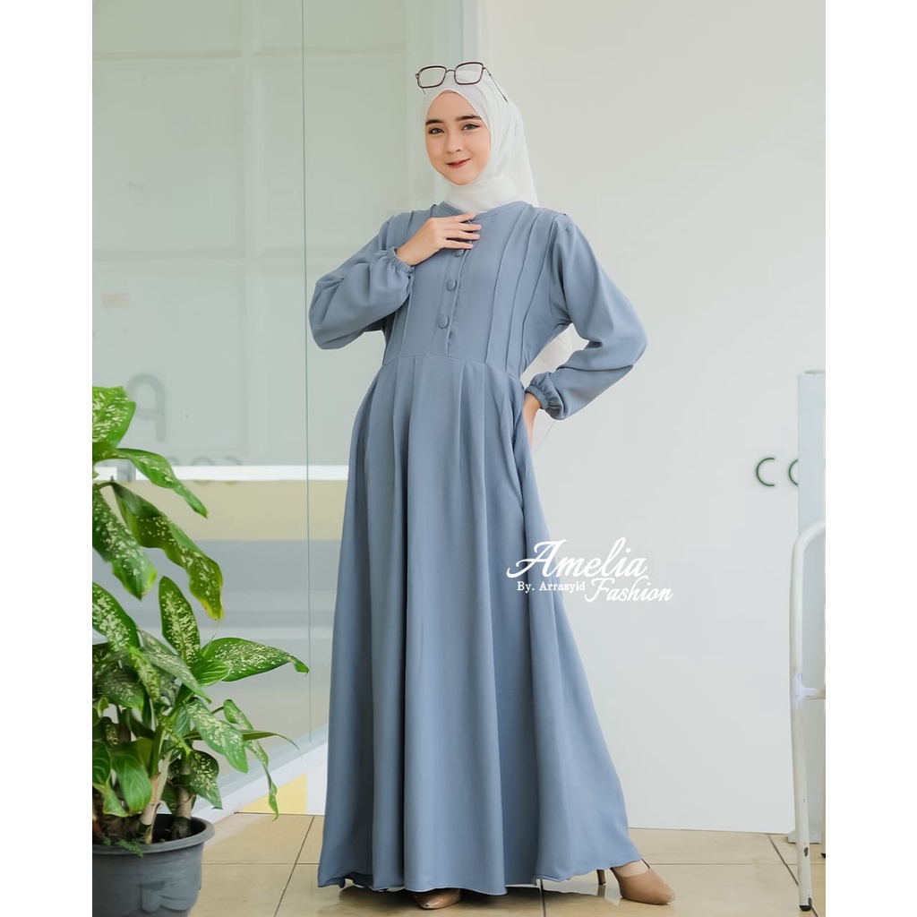 Kanaya Dress Gamis Muslim Bahan Tifani tebal & tidak nerawang
