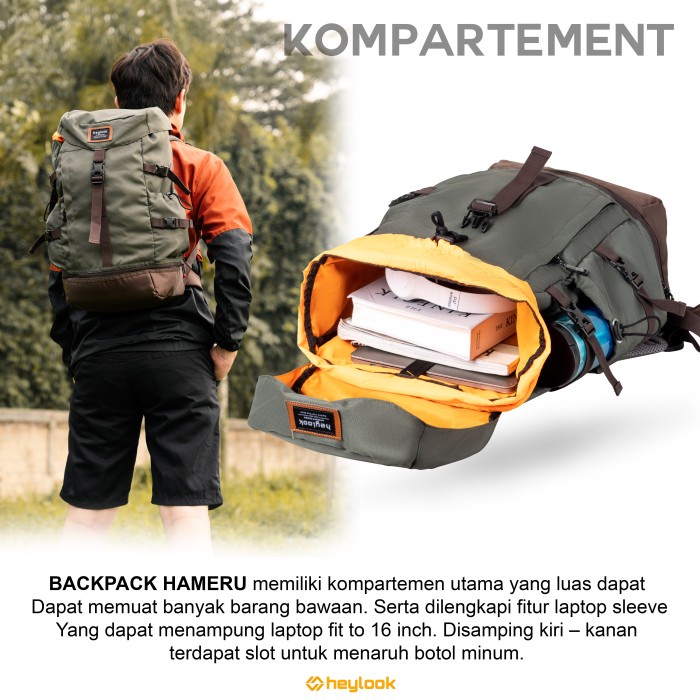 HEYLOOK Project - Tas Ransel Gunung HAMERU Backpack Carrier Hiking Camping Outdoor 40L Tas Travelling Tas Travel Tas Backpacker Tas Mudik Tas Pulkam Tas Pulang Kampung