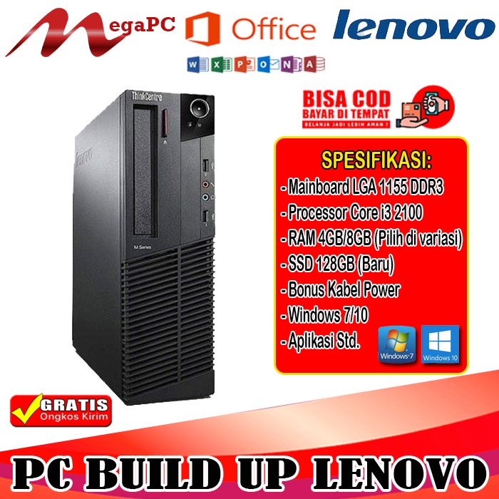 PC Build Up Lenovo - Core i3 - Ram 4GB - SSD 128GB