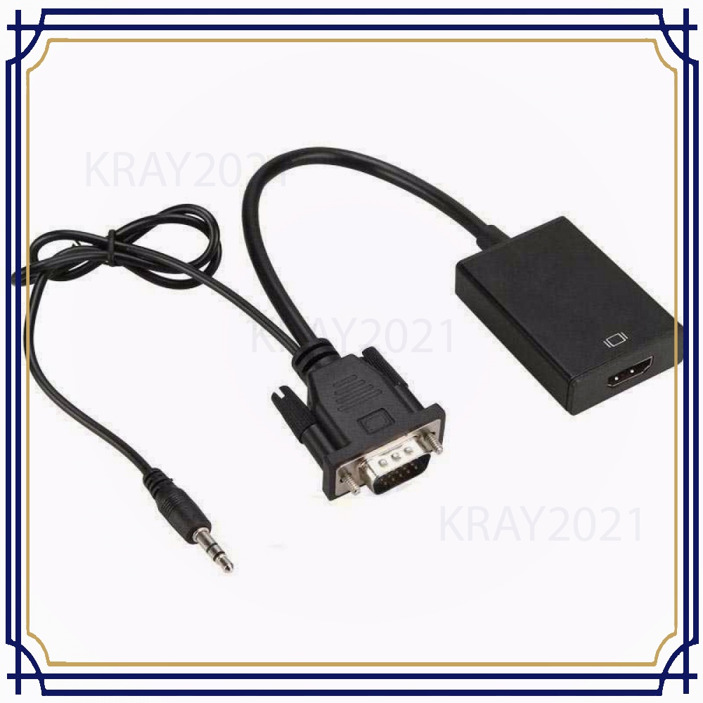 Kabel Adapter Converter VGA Male ke HDMI 1080P dengan Audio KK243