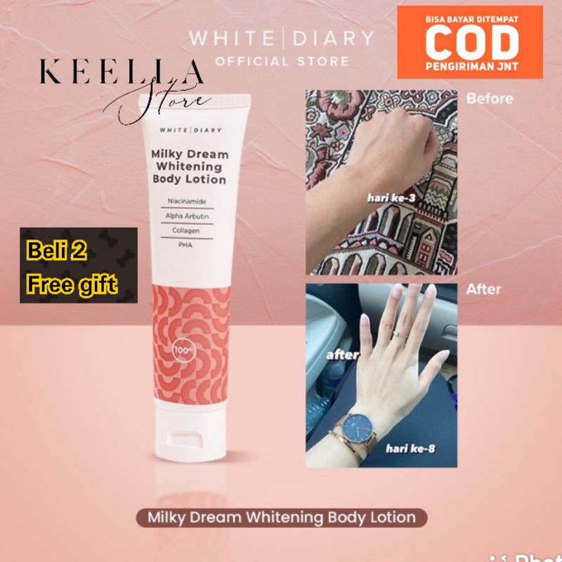 White Diary Body Lotion milky dream Whitening glowing pelembab tubuh whitediary