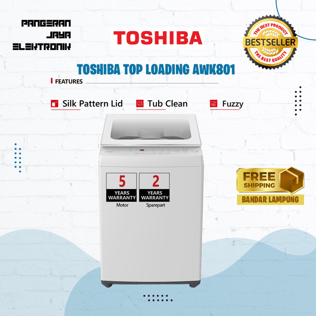 Toshiba Mesin Cuci 1 Tabung 7KG AW-K801AN / AWK 801 AN / AWK801AN